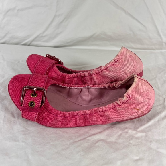LOUIS VUITTON Pink Denim Elastic Sunburst Flats Women's Marked as 36.5 EU 6.5US - Picture 3 of 11
